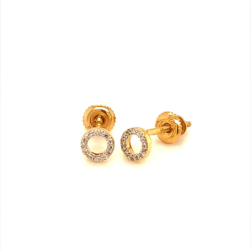 (SOFIA) Aretes (círculo) con diamantes en oro amarillo 10k