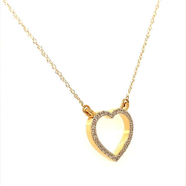 Collar (corazón) con diamantes en oro amarillo 10k