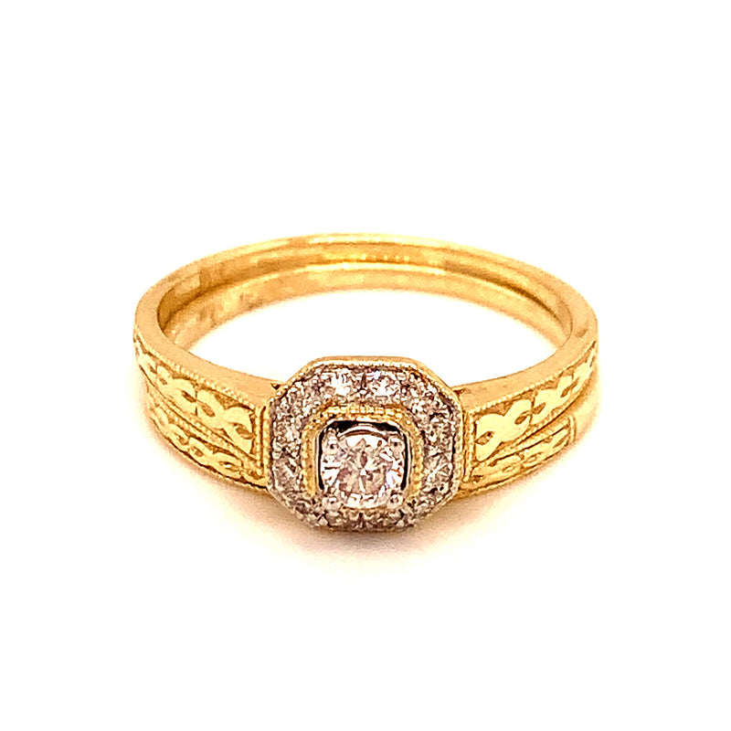 (SOFIA) Set de anillos con diamantes en oro amarillo 10k  ANTES: $699.00