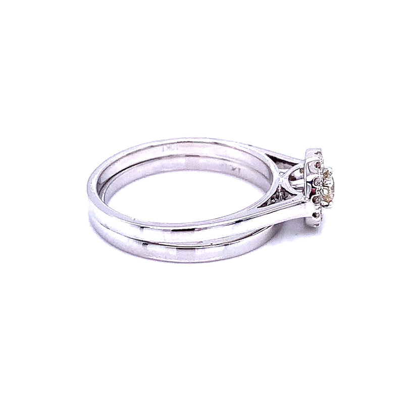 (SOFIA) Set de anillos con diamantes en oro blanco 10k  ANTES: $799.00