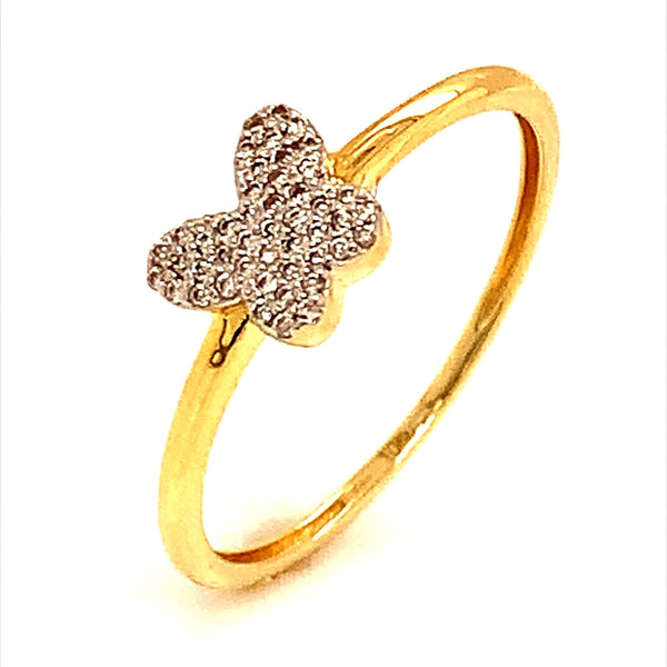 (SOFIA) Anillo (mariposa) con diamantes en oro amarillo 10k