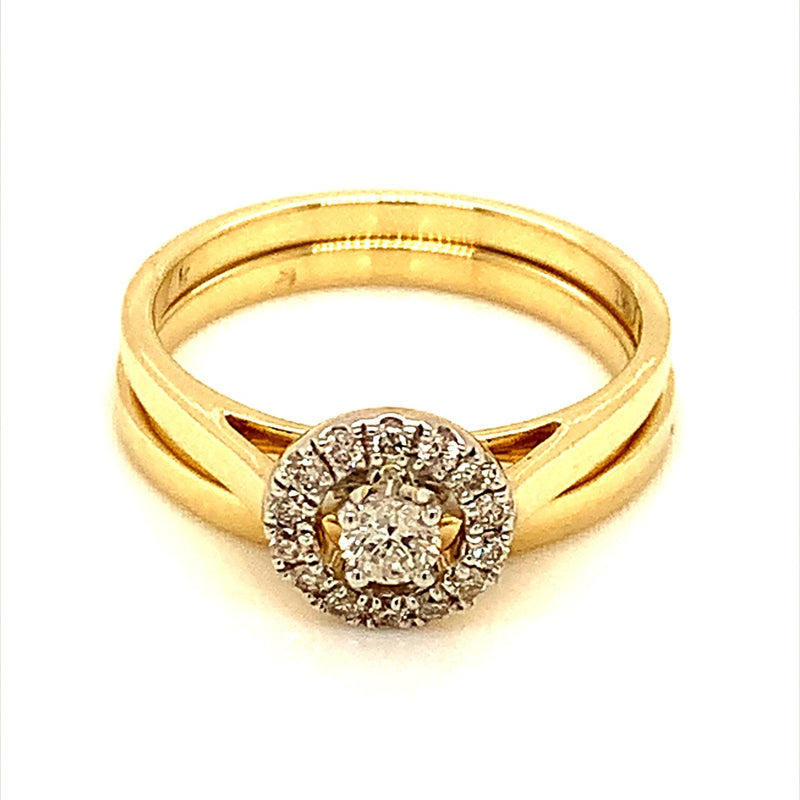 (SOFIA) Set de anillos de diamantes en oro amarillo 10Kt.  ANTES: $799.00