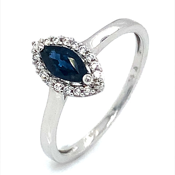 Anillo con zafiro con circones en plata 925 ANTES: $149