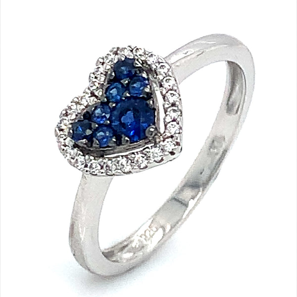 Anillo con zafiro con circones en plata 925 ANTES: $155