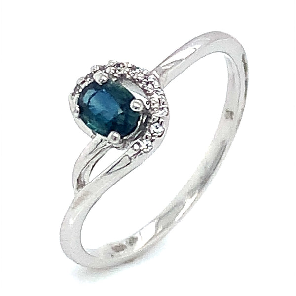 Anillo con zafiro con circones en plata 925 ANTES: $129