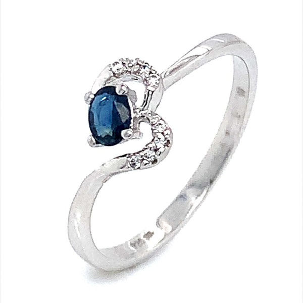 Anillo con zafiro con circones en plata 925 ANTES: $85