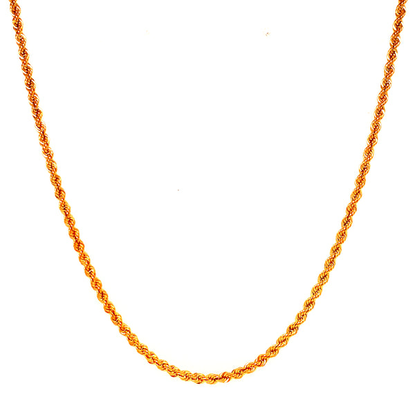 Cadena (cordón) hueca en oro amarillo 10kt. 45cm
