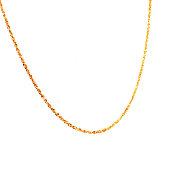 Cadena tipo cordón hueca en oro amarillo 10kt. 45cm