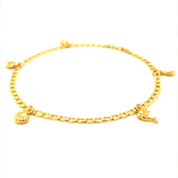 Tobillera en oro amarillo 10k. 25CM