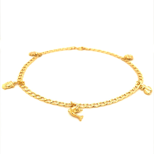 Tobillera en oro amarillo 10k. 25CM