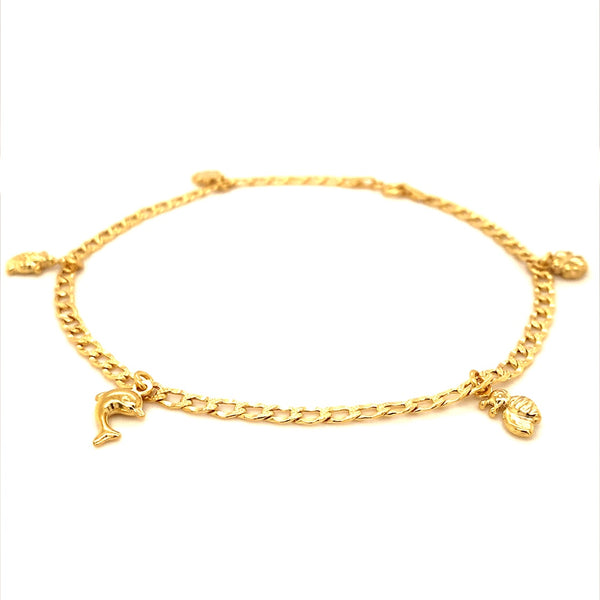 Tobillera en oro amarillo 10k. 25CM