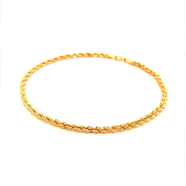 Pulsera cordón en oro amarillo 10kt. 21cm