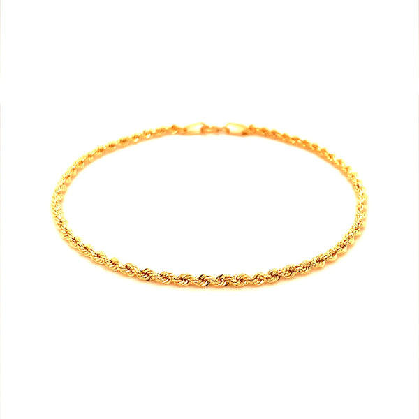 Pulsera cordón en oro amarillo 10kt. 19cm