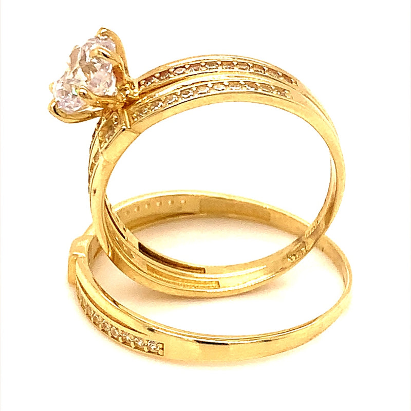 Trío de anillos con circones en oro amarillo 10k