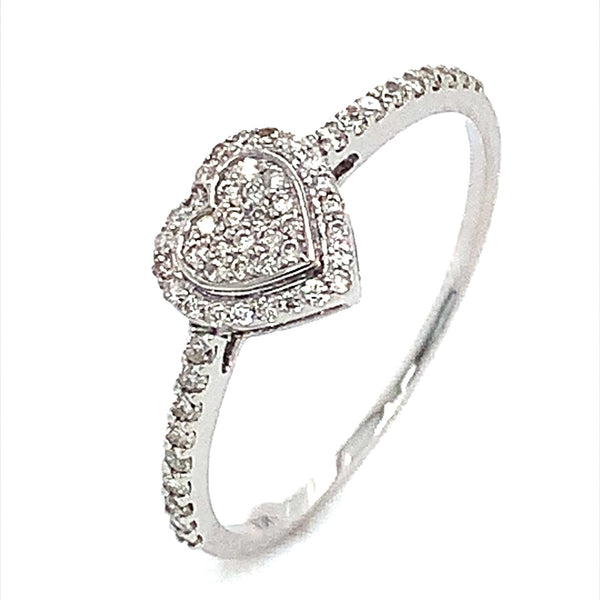 (SOFIA) Anillo (corazón) con diamantes en oro blanco 10k  ANTES: $339.00