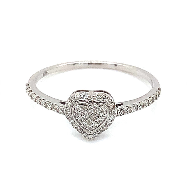 (SOFIA) Anillo (corazón) con diamantes en oro blanco 10k  ANTES: $339.00