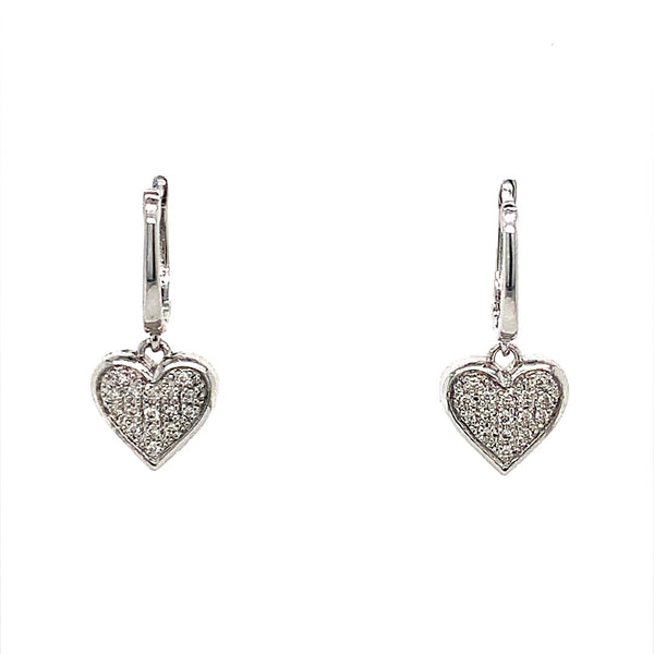 (SOFIA) Aretes (corazón) con diamantes en oro blanco 10kt  ANTES: $209.00