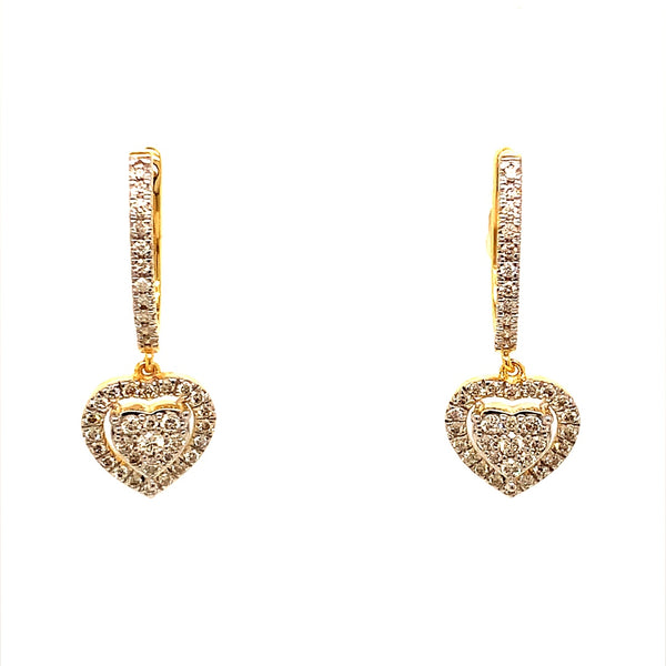 (SOFIA) Aretes (corazón) con diamantes en oro amarillo 10kt  ANTES: $699.00