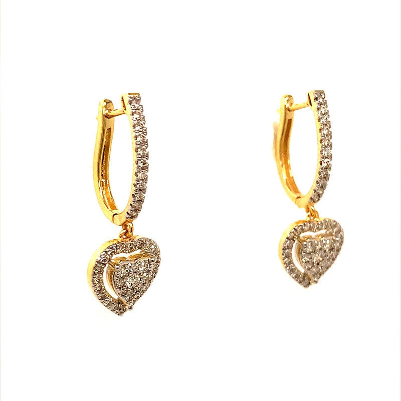 (SOFIA) Aretes (corazón) con diamantes en oro amarillo 10kt