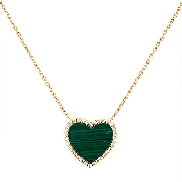Collar (corazón verde con circones) en oro amarillo 10kt. 43/45cm