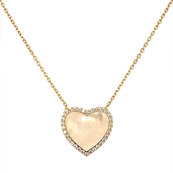 Collar (corazón blanco con circones) en oro amarillo 10kt. 43/45cm