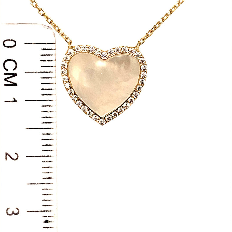 Collar (corazón blanco con circones) en oro amarillo 10kt. 43/45cm