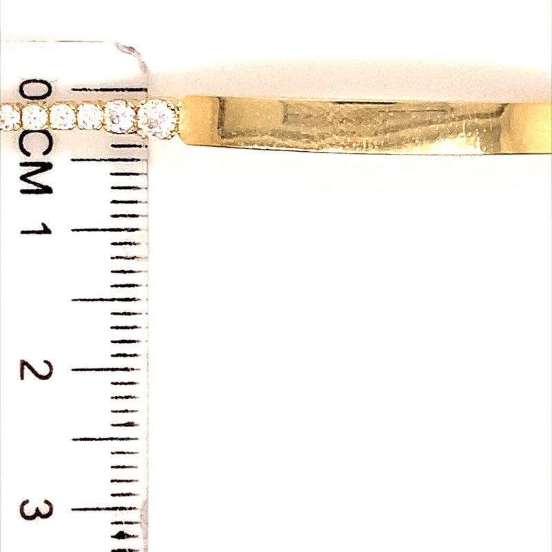 Pulsera (placa grabable con circones) en oro amarillo 10k. 15cm