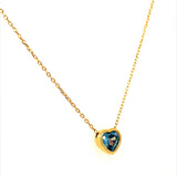 Collar (corazón celeste) en oro amarillo 10kt. 43/44.5cm