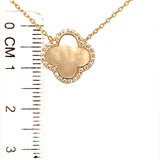 Collar (trébol blanco con circones) en oro amarillo 10kt. 43/45cm