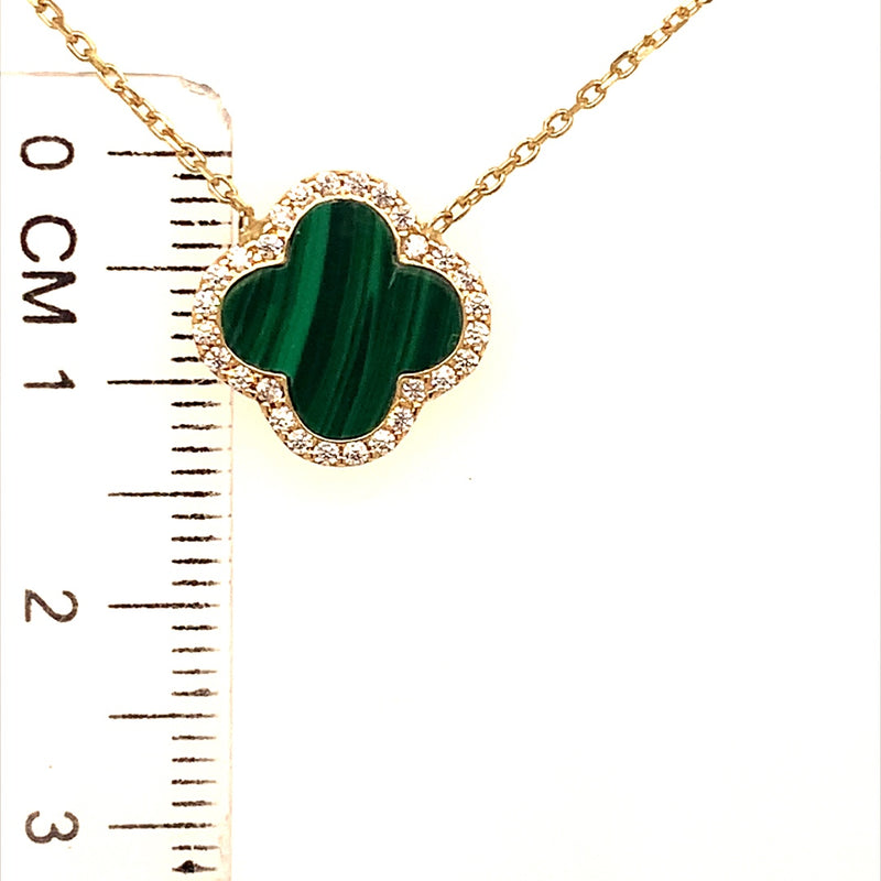 Collar (trébol verde con circones) en oro amarillo 10kt. 43/45cm