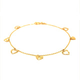 Pulsera (corazones) con oro amarillo 10k. 19cm