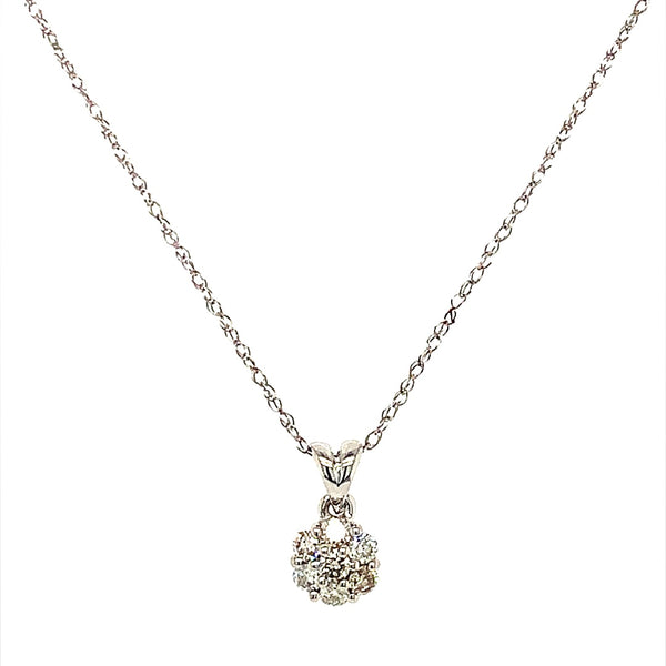 (SOFIA) Collar (flor) con diamantes en oro blanco 10kt.  ANTES: $299.00