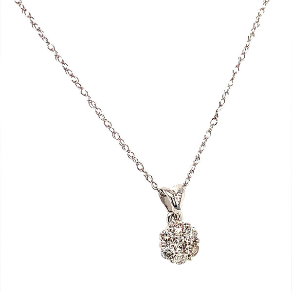 (SOFIA) Collar (flor) con diamantes en oro blanco 10kt.  ANTES: $299.00