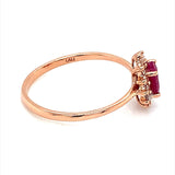 Anillo de rubi con diamantes en oro rosado 14k