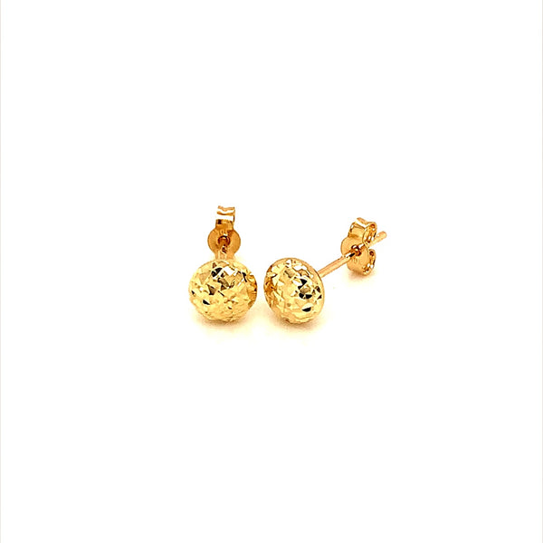 Aretes (bolitas diamantadas) en oro amarillo 10kt