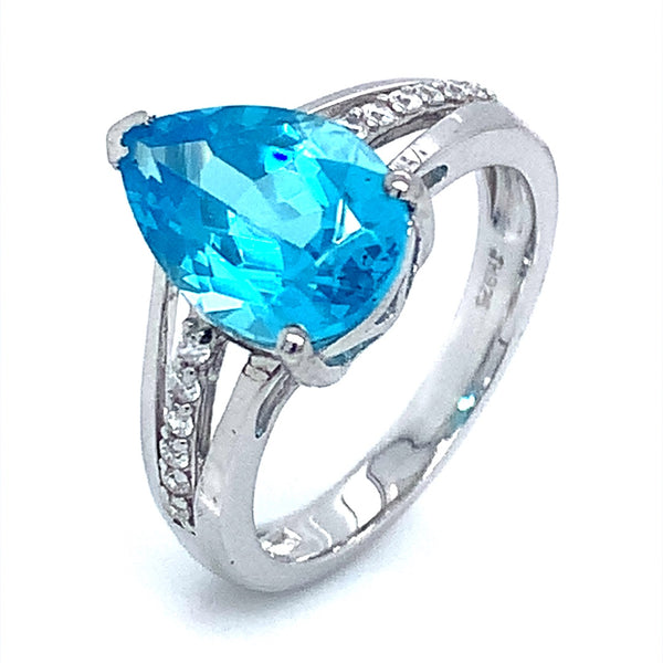 Anillo de topacio azul en plata 925. Antes: $150