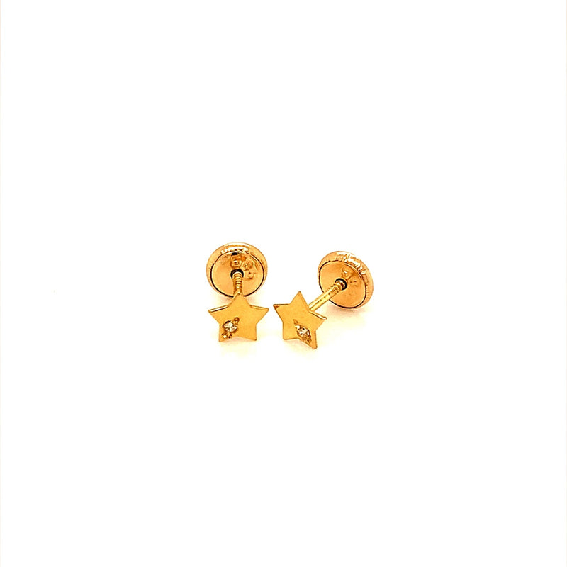 Aretes (estrella) para bebés en oro amarillo 18kt