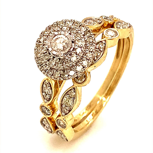 (SOFIA) Set de anillos con diamantes en oro amarillo 10k  ANTES: $899.00