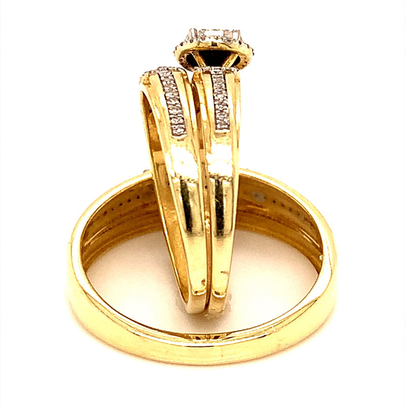 (SOFIA) Trío de anillos con diamantes en oro amarillo 10k  ANTES: $1,129.00