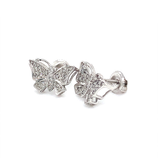 (SOFIA) Aretes (mariposa) con diamantes en oro blanco 10k  ANTES: $499.00