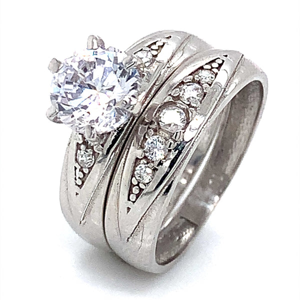 Set de anillos de matrimonio de dama con circones 10kt.