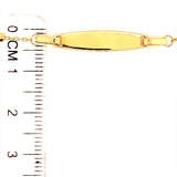 Pulsera de bebé (placa grabable ) en oro amarillo 10k. 13/15cm