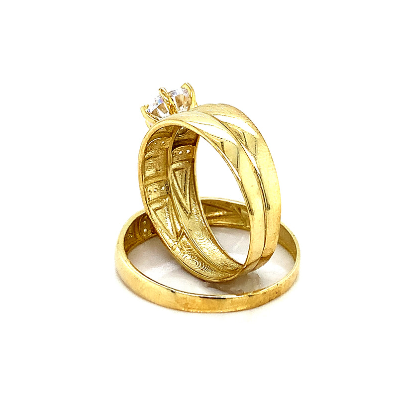 Trio de anillos con circones en oro amarillo 10K