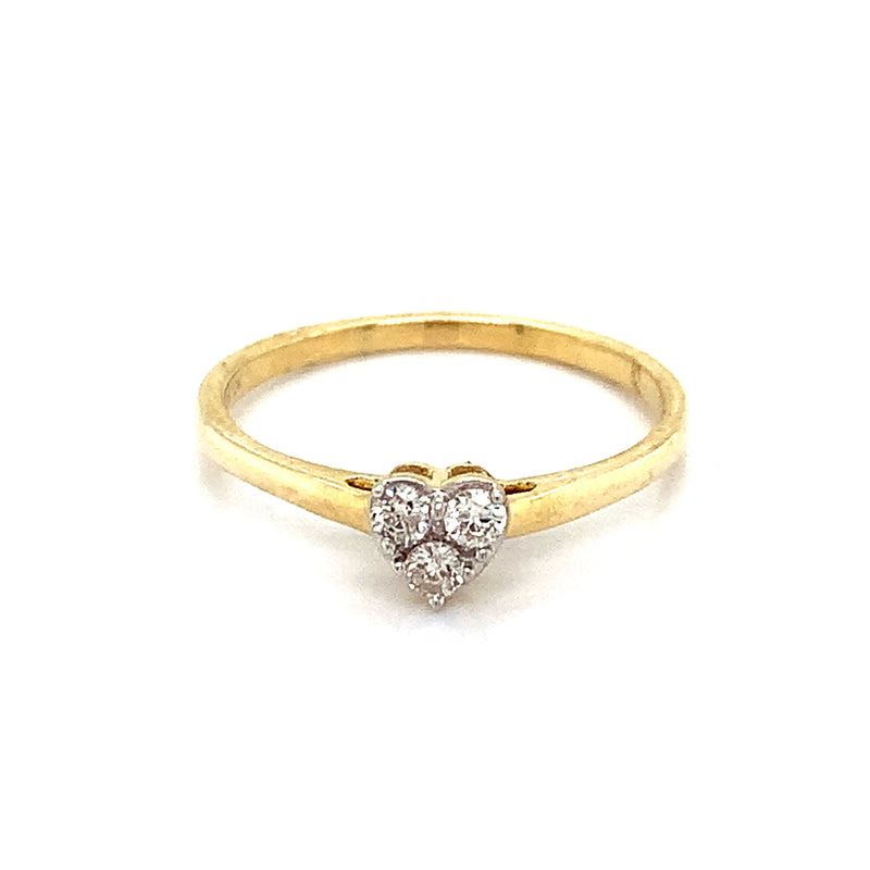 (SOFIA) Anillo (corazón) con diamantes en oro amarillo 10k