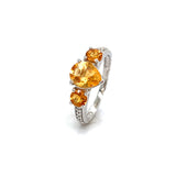 Anillo de Citrino con diamantes en oro blanco 10kt.  ANTES: $469.00