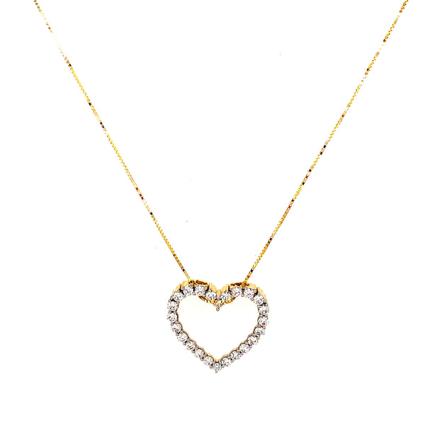 (LD) Collar (corazón) con diamantes de laboratorio en oro amarillo 10kt. 45CM