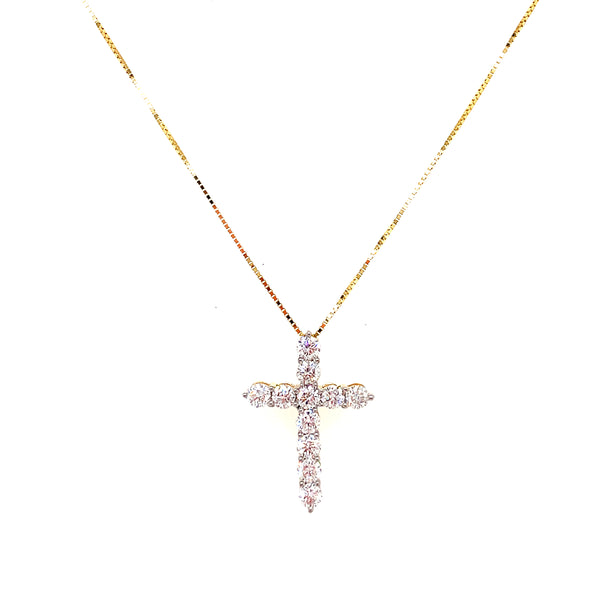 (LD) Collar (cruz) con diamantes en oro amarillo 10k. 45CM  ANTES: $995.00