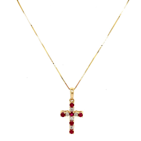 Collar de rubí con diamantes en oro amarillo 10k  ANTES: $599.00