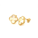 Aretes (trébol blanco nacar) en oro amarillo 10kt.