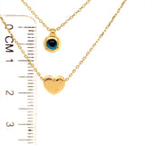 Collar (ojo y corazón) en oro amarillo 10kt. 42/45cm